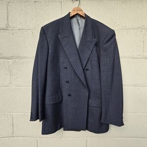 Yves Saint Laurent Double Breasted Wool Peak Lapel Grey Blazer Men ● 46 R